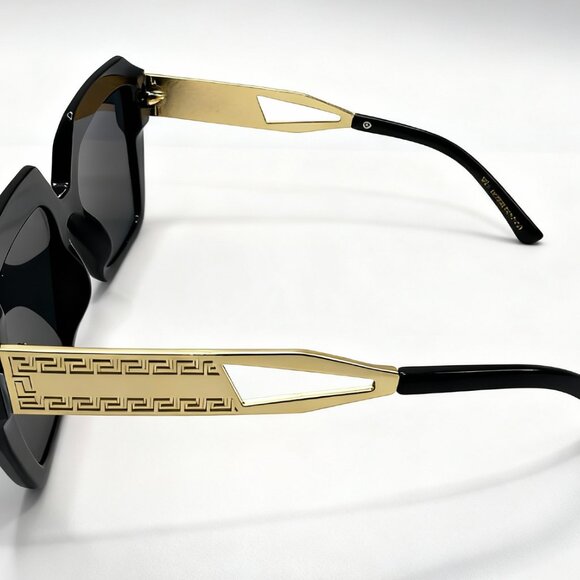 NEW Magestic Luxe Iconic Glam Trendy Designer Style Sunglasses - Black & Gold - Picture 3 of 5